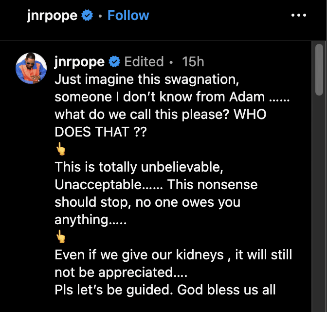 Female fan drags Jnr Pope through the mud for refusing to give her money, he responds